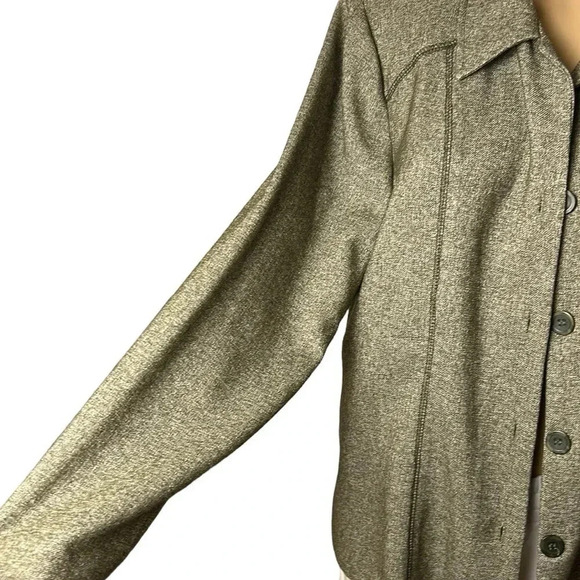 Y2K, LINDOR blazer,women size  12. Green/grey,hi-lo,button closure,shirt collar, - Picture 4 of 16